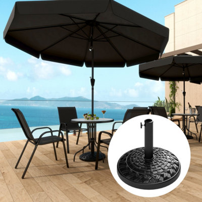 Outsunny 12Kg Garden Parasol Base, Round Resin Garden Umbrella Base, Black