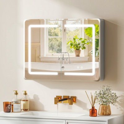 Homcom 60 X 80 Cm Led Bathroom Mirror Cabinet With Double-Sided Mirrors from B&Q
