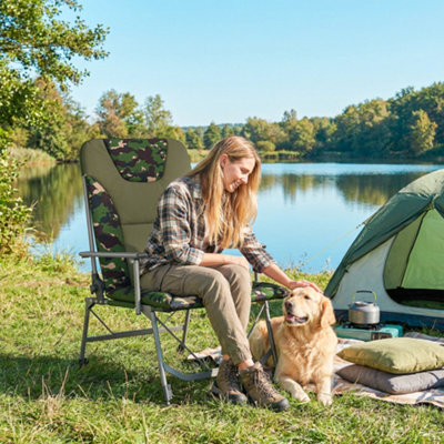 Outsunny Camping Chair Reclining Padded For Adults Camouflage from B&Q