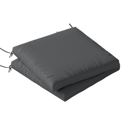 Outsunny Dark/Grey 2Pcs Garden Chair Cushions, Waterproof Seat Pads, 7Cm B&Q