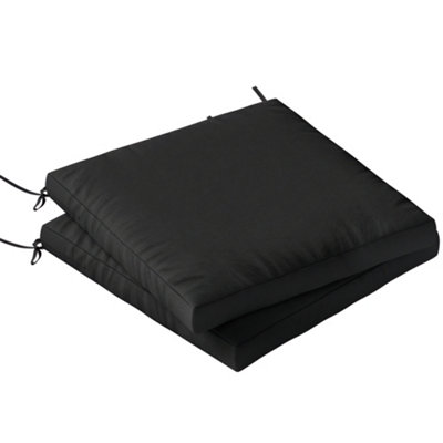 Outsunny Black 2Pcs Garden Chair Cushions, Waterproof Seat Pads, 7Cm B&Q