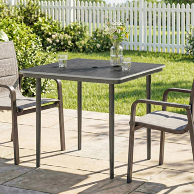 Outsunny Garden Dining TableOutdoor Table With Umbrella HoleDark Grey from B&Q