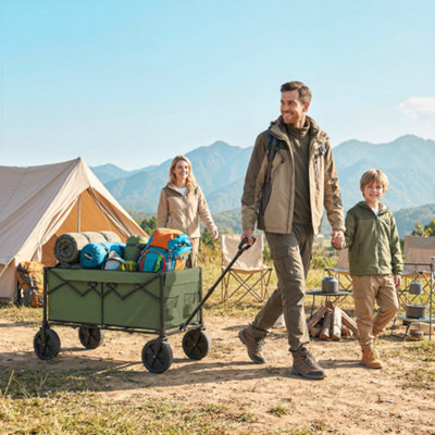 Outsunny 95L Foldable Festival Trolley On WheelsDark Green