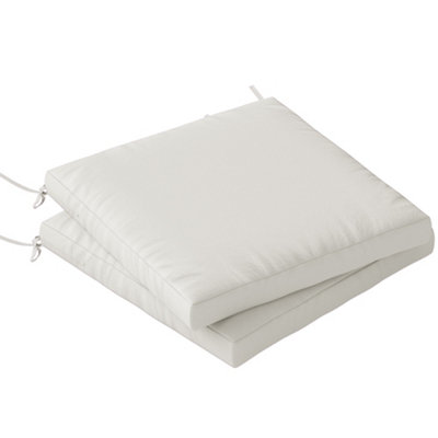 Outsunny Cream/White 2Pcs Garden Chair Cushions, Waterproof Seat Pads, 7Cm B&Q