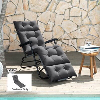 B&Q -  Sun Lounger Cushion OnlyGarden Lounge Chair CushionDark Grey