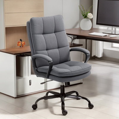 HOMCOM Office Chair - Fabric - Grey - Ergonomic - Adjustable Height - Image 11