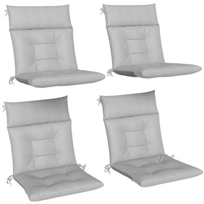 B&Q -  Garden Chair Cushions Set Of 4Waterproof Seat PadsLight Grey