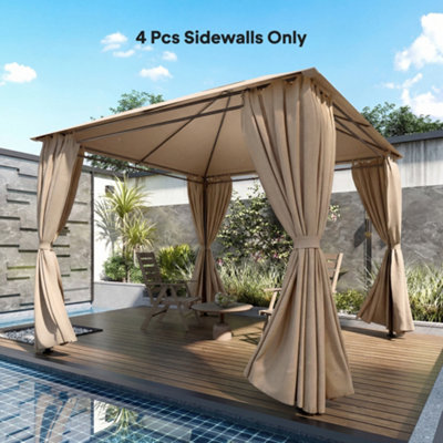 Outsunny Gazebo Replacement Curtains - 3m x 3m - Brown - UPF30+ Polyester - Image 7