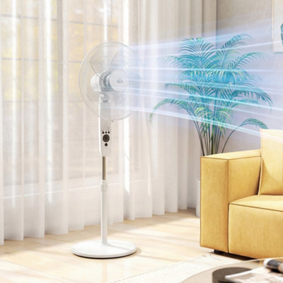 Homcom 124Cm Pedestal Fan With Sleep ModeOscillating Standing FanWhite from B&Q