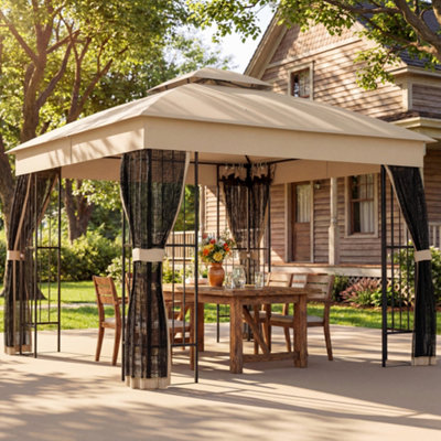 B&Q -  3 X 3 M Garden Gazebo With ShelvesUpf50+ Permanent Gazebo