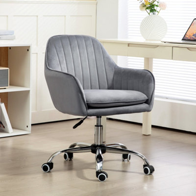 Homcom Grey Office Chair, Swivel Desk Chair W/ Adjustable Height,