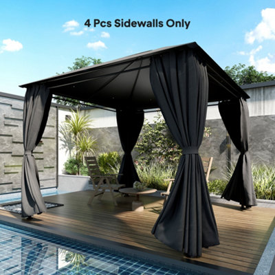 Outsunny Unisex Dark Grey 3 X 3 Gazebo Replacement Curtains Privacy Panel Set In 3M X 3M - Image 5