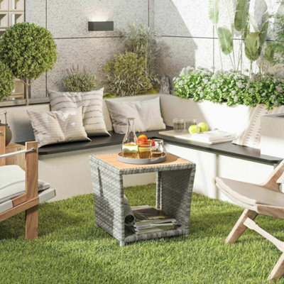 B&Q -  Side Table 2-Tier With Storage Shelf/light Grey