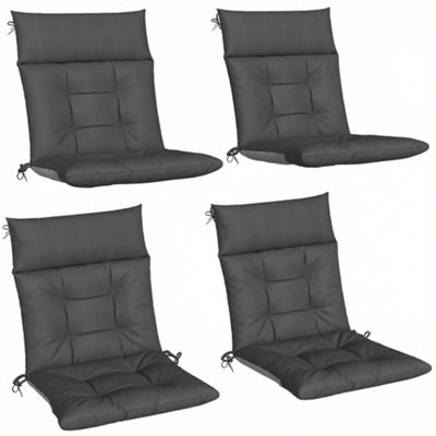 Rackhams Dark/Grey Garden Chair Cushions Set Of 4, Waterproof Seat Pads - Image 4