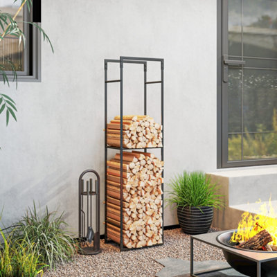 Outsunny Metal Firewood Log HolderFirewood Rack With Adjustable Shelf from B&Q