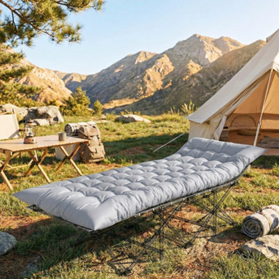 Outsunny Sleeping MatFoldable Camping Pad With Elastic Straps Light Grey from B&Q