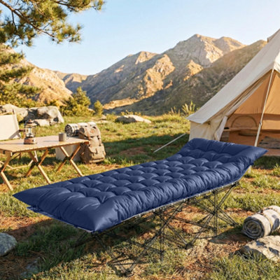 Outsunny Sleeping MatFoldable Camping Pad With Elastic Straps Dark Blue from B&Q