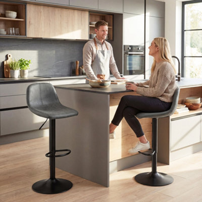 Homcom Unisex Grey Bar Stools Set Of 2, Modern Swivel Barstools For Dining Room, - Image 8