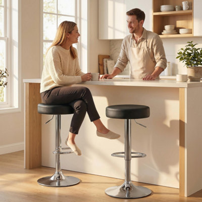 Homcom Unisex Black Bar Stools Set Of 2, Height Adjustable Breakfast Bar Chairs In - Image 7