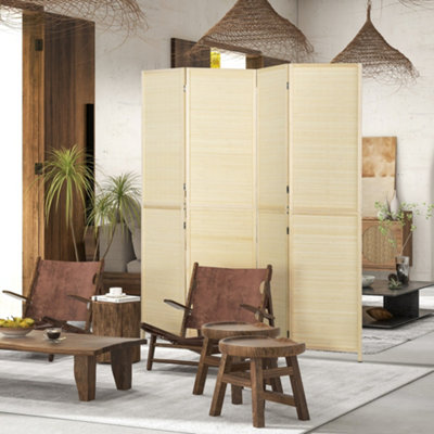 Homcom Freestanding Room Divider 4 Panel Folding Natural180 X 180Cm from B&Q