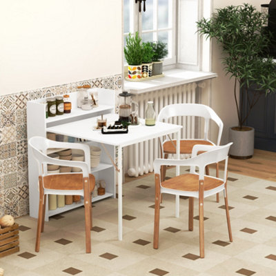 Homcom Folding Dining TableKitchen Table With Shelves White from B&Q
