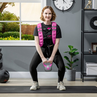 Homcom Pink 8Kg Weighted Vest With Adjustable Straps, Pocket, Reflective Strips - 40L X 35W Cm - Image 5