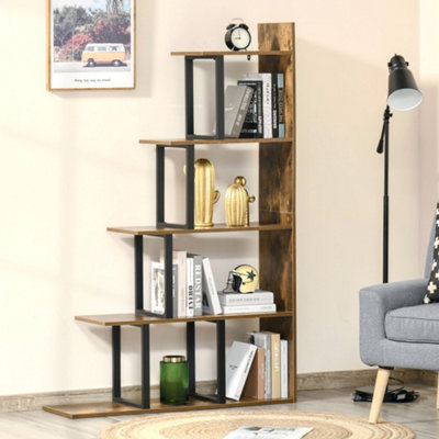 B&Q -  5-Tier Ladder Shelf Display Plant Stand Home Ladder Rustic Brown