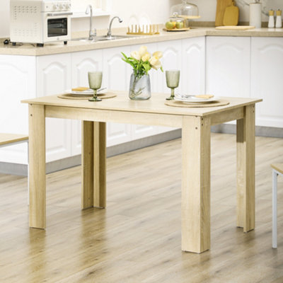 Homcom Dining Table For 4-6 People, Wood Effect Tabletop, Oak - Image 6