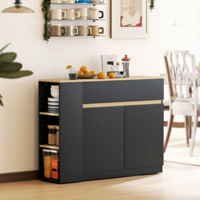 HOMCOM Sideboard - Black - Wood - 110cm Width - Image 4