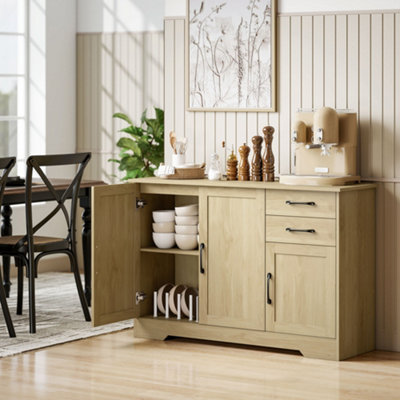 Homcom Sideboard With Soft-Close DoorsModern Storage Cabinet Natural from B&Q