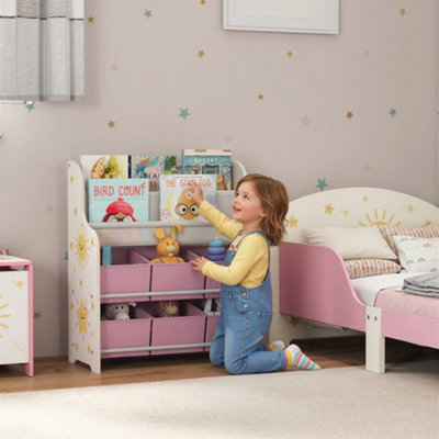 Aiyaplay: AIYAPLAY Kids Storage Unit with 6 Fabric Drawers & 2-Tier Sling Rack, Pink