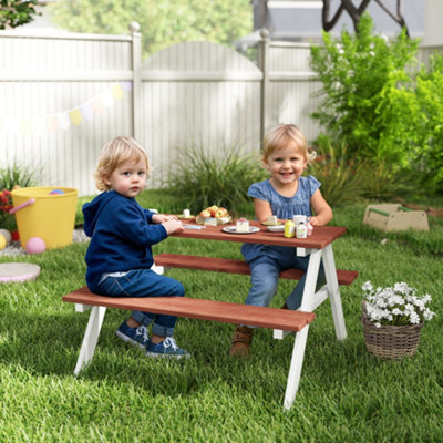 Outsunny Kids Picnic TableWooden Table And Bench Set For 3-8 YearsBrown from B&Q