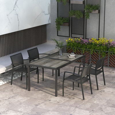 Outsunny 5 Pieces Patio Dining Set With 4 Stackable Chairs from B&Q