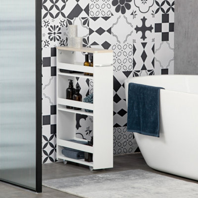 B&Q -  Storage Trolley With Wheels And HandleWhite