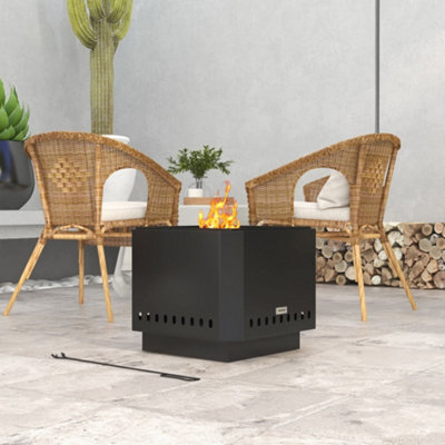 Outsunny Smokeless Fire PitSquare Metal Bonfire StoveBlack from B&Q