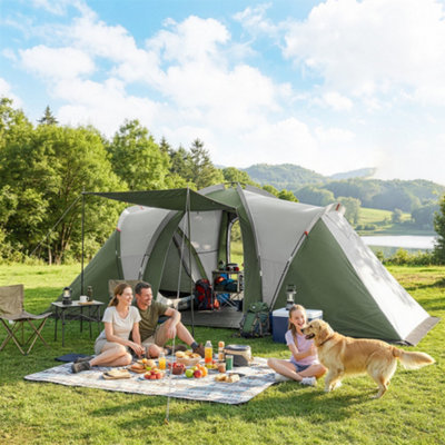 Outsunny Family Camping Tent 3000mm Waterproof 8-12 Person Green from B&Q