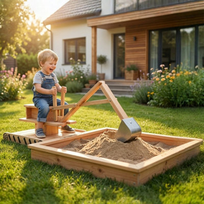 Aiyaplay Wooden Sandbox With Digger 360 Swivel Seat from B&Q