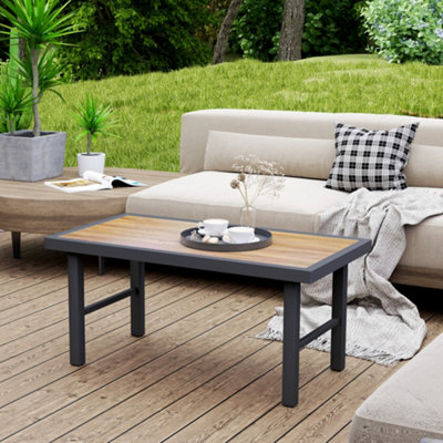Outsunny Garden Coffee Table With Spc Woodgrain TabletopBrown Wood Effect from B&Q