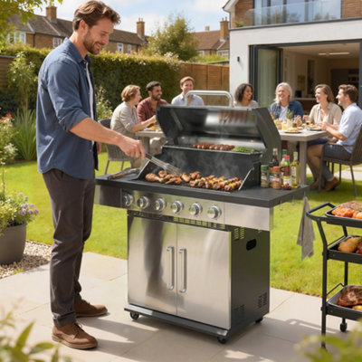 Outsunny 6 Burner Liquid Propane Gas Bbq GrillPortable Gas Barbecue Grill from B&Q