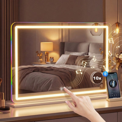 B&Q -  Vanity Mirror With Lights And Bluetooth Speaker80 X 60 CmWhite