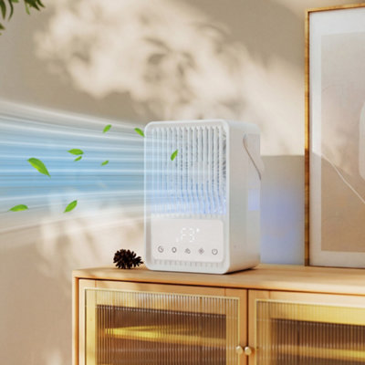 Homcom 4-In-1 Mini Air Cooler With 7 Colour Rgb LightWhite from B&Q