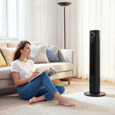 Homcom 28Db Tower Fan For Bedroom26 Ft/s Velocity Standing FanBlack from B&Q