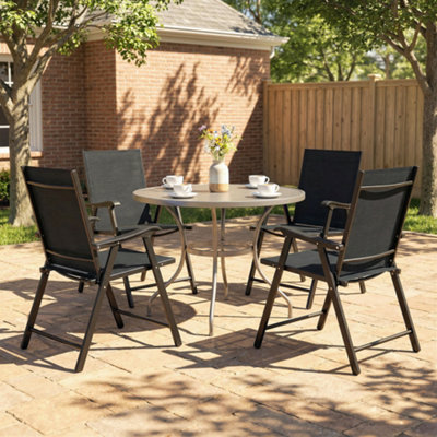 Outsunny Folding Garden Chairs Set Of 4 With High BackArmrestsBlack from B&Q