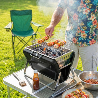 Outsunny Charcoal Bbq Grill Portable With Tilting Grate Black from B&Q