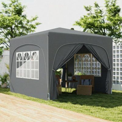 B&Q -  3 X 3(M) Upf50+ Pop Up Gazebo With Sides And Carry BagDark Grey