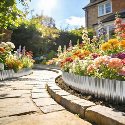 Outsunny Silver Metal Garden Edging - 8 inch x 21.3ft - Image 3