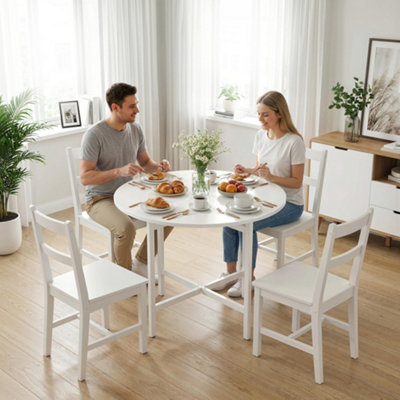Homcom White Folding Dining With Steel Frame For Small Spaces, - Steel - Image 7