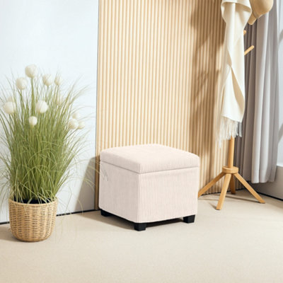 B&Q -  40 Cm Ottoman Storage Box With Removable LidFoot RestBeige