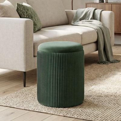 Homcom Unisex Dark Green Round Storage Ottoman With Removable Top In 39.2L - Image 8