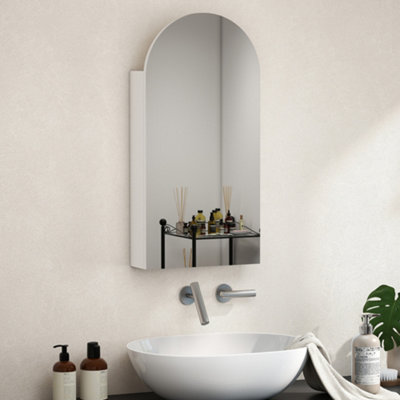 Homcom Bathroom Mirror Cabinet With Adjustable Glass ShelvesWhite from B&Q